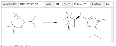 Ejemplo de la imagen de la estructura química de una reacción